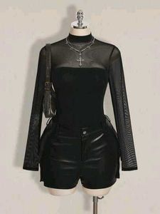 Solid black mesh top