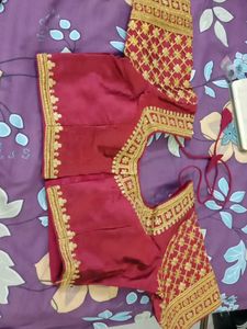 Maroon &amp; Gold Embellished Blouse