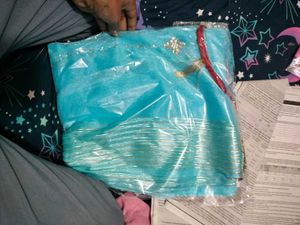 Stunning Blue Organza Saree with Embellishments
