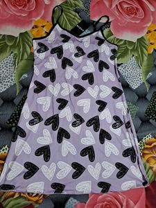 shein spaghetti strap contrast trim heart Print