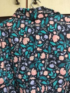 Floral Print Cropped Button-Up Shirt