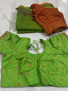 Elegant Green Saree with Blouse