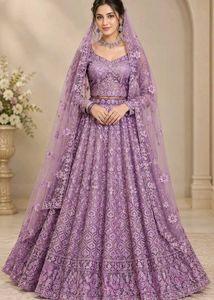 Stunning Lavender Embroidered Lehenga Choli