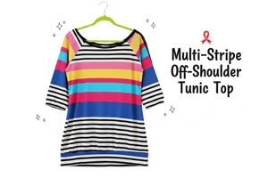 Vibrant Multi-Stripe Off-Shoulder Tunic Top