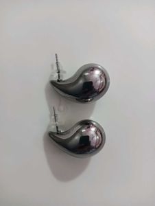 Black Silver Eyedrop Earrings
