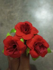 Set of 3 Red Rose Hair Pins