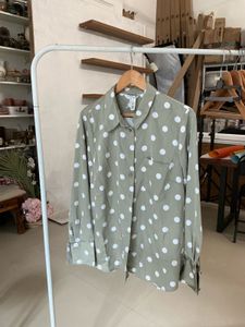 Green Polka Dot Button-Up Shirt