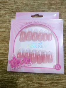 Pink Key Press-On Nails
