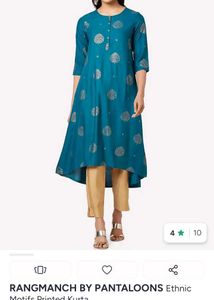 Rangmanch Blue Printed High Low Kurta