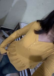 Abercrombie Yellow baby doll Ribbed top