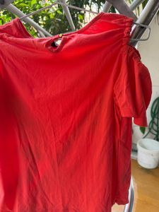 Coral Embroidered Tropical Floral Top with adjusta