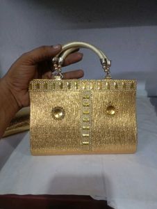2 Pieces Combo Elegant Golden Evening Clutch Bags