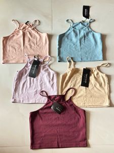New Pack of 5 Women's Crop Tank Tops