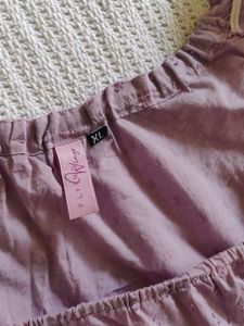 Lilac Puff Sleeve Square Neck Top