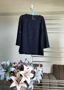 Navy Blue Patterned Blouse
