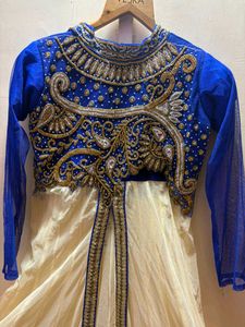 Blue &amp; Gold Embroidered Anarkali