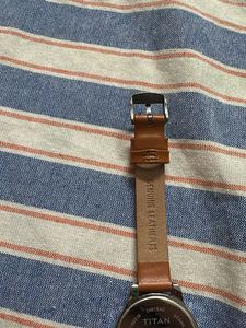 Classic Titan Watch with Brown Leather Strap