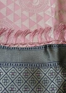 Brand New Rose Pink Silk Saree with Blue Border