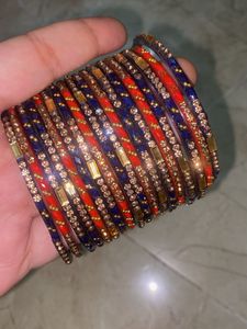 Sparkling Red &amp; Blue Beaded Bangles
