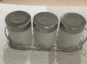 Ceramic &amp; Metal Spice Jars - Set of 3