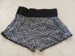 Boho Print Shorts with  Pom Trim