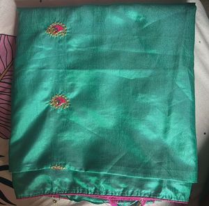 Elegant Teal Saree with Embroidery