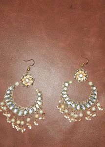 Elegant Kundan Pearl Drop Earrings