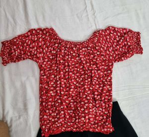 Red Floral crop top
