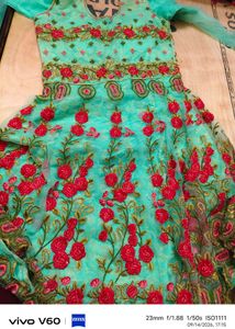 Embroidered umbrella and garara Set