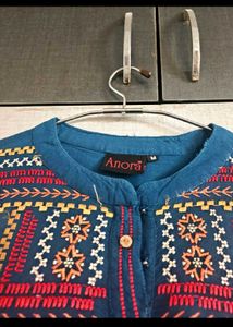 Boho Embroidered Blue Kurti