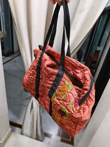 Quilted Embroidered Hobo Bag