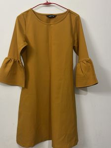 Mustard Bell Sleeve Mini Dress