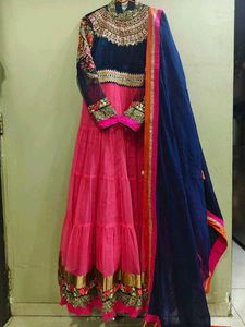 Stunning Pink &amp; Navy Blue Anarkali Suit
