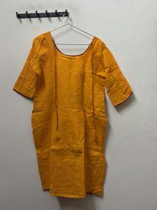 Yellow Embroidered Kurta with Folk Design