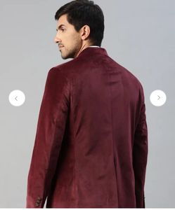 Marks &amp; Spencer Men Maroon Bandhgala Blazer