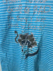 Blue Striped V-Neck T-Shirt