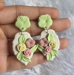Handmade Pastel Floral Clay Earrings | Aesthetic S