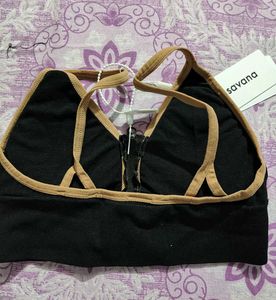 Savana Black Zip Front Sports Bra