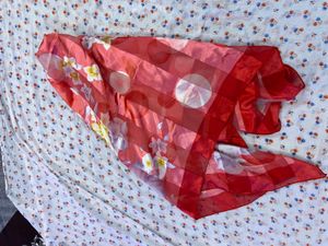 Vibrant Red Dupatta with Polka Dots