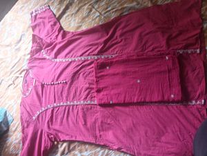 Elegant Pink Kurta Set with White Embroidery