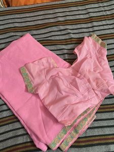 Elegant Pink Saree with Blouse