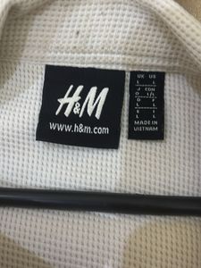 H&amp;M White Textured Shirt oversized