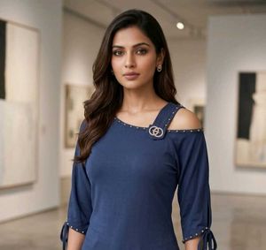 Stylish Blue Cold Shoulder Top