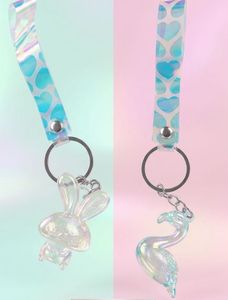Cute Bunny &amp; Flamingo Keychain Set