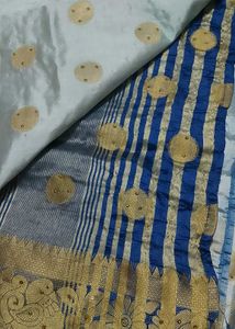 Elegant Light Blue Saree with Gold Motifs