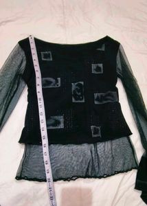 Sheer Mesh Black Long Sleeve Top