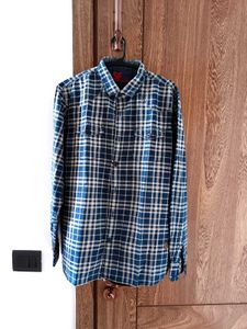 SF Men Blue Check Long Sleeve Shirt