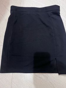 Black Mini Skirt with Slit