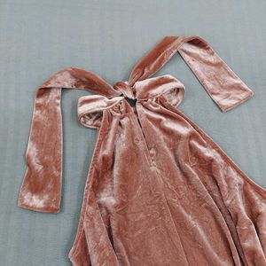 Peach Velvet Halter Neck Top