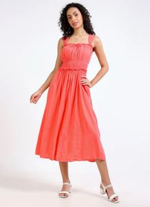GAP Coral Smocked Maxi Dress